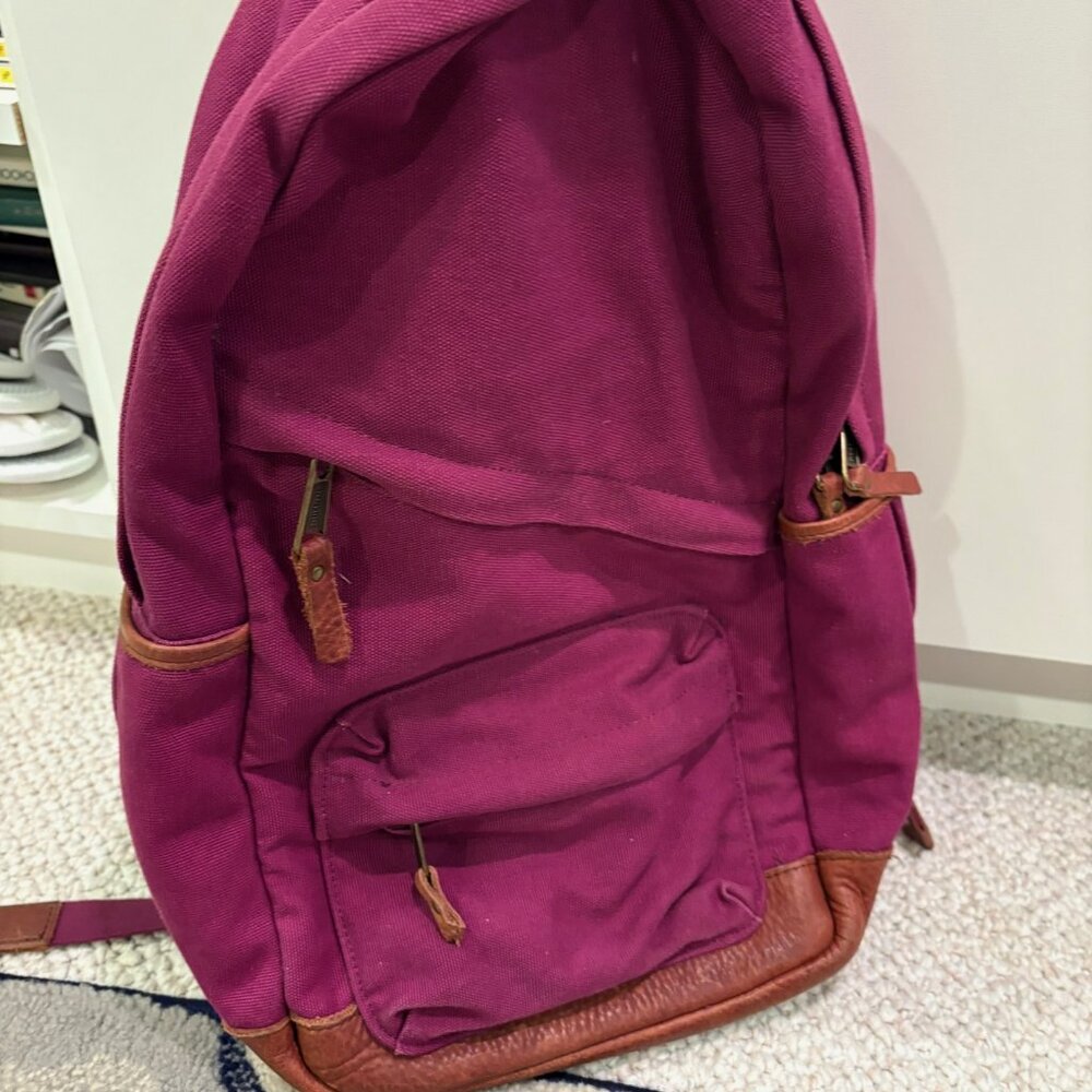 Duluth Trading Canvas and leather travel backpack